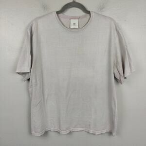 MoojiMooji Aged Boxy T-Shirt Size Small Off-White‎ Pale Pink Distressed Cotton